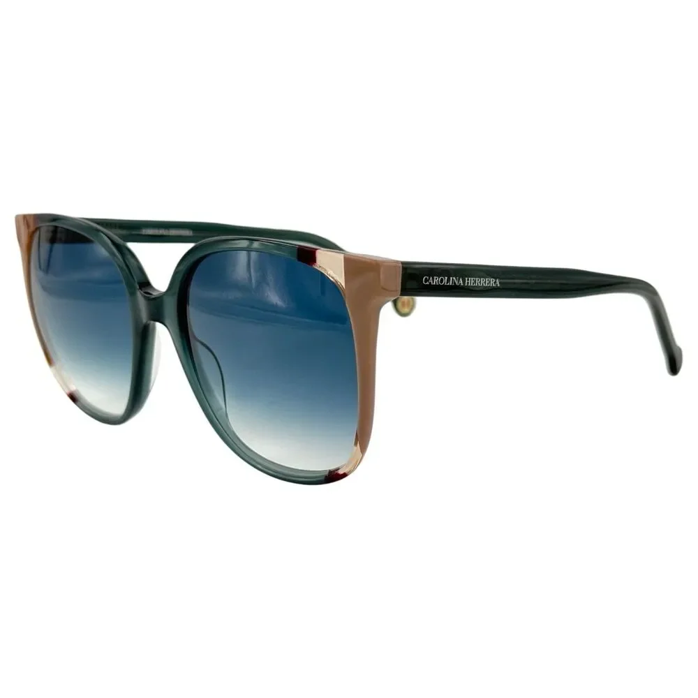 Carolina Herrera CH0062S Womens Plastic Sunglass HBJ08 Teal Brown 57-19 w Case